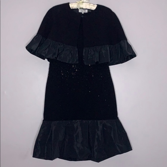 Neiman Marcus x Rickie Freeman Teri Jon Cape & Cocktail dress black women’s 6 - Picture 2 of 9